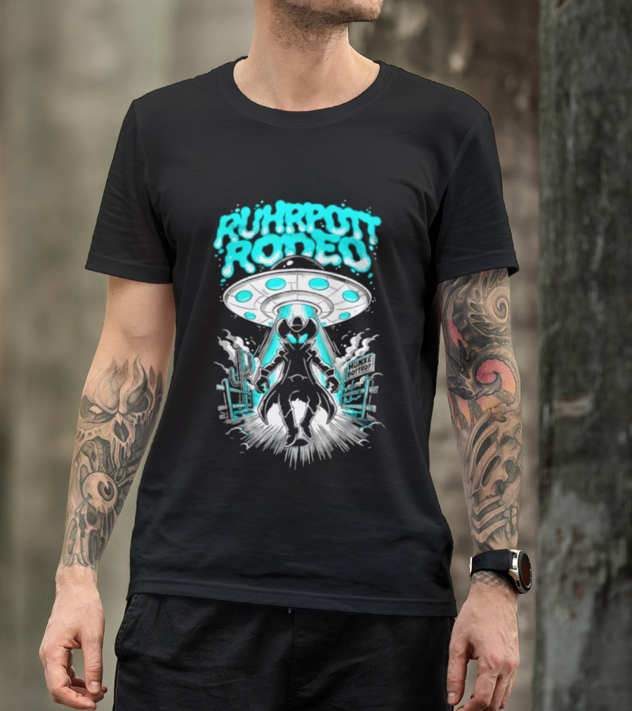 Ruhrpott Rodeo Hunxe Bottrop Alien Cowboy UFO Texas Stadium T-Shirt