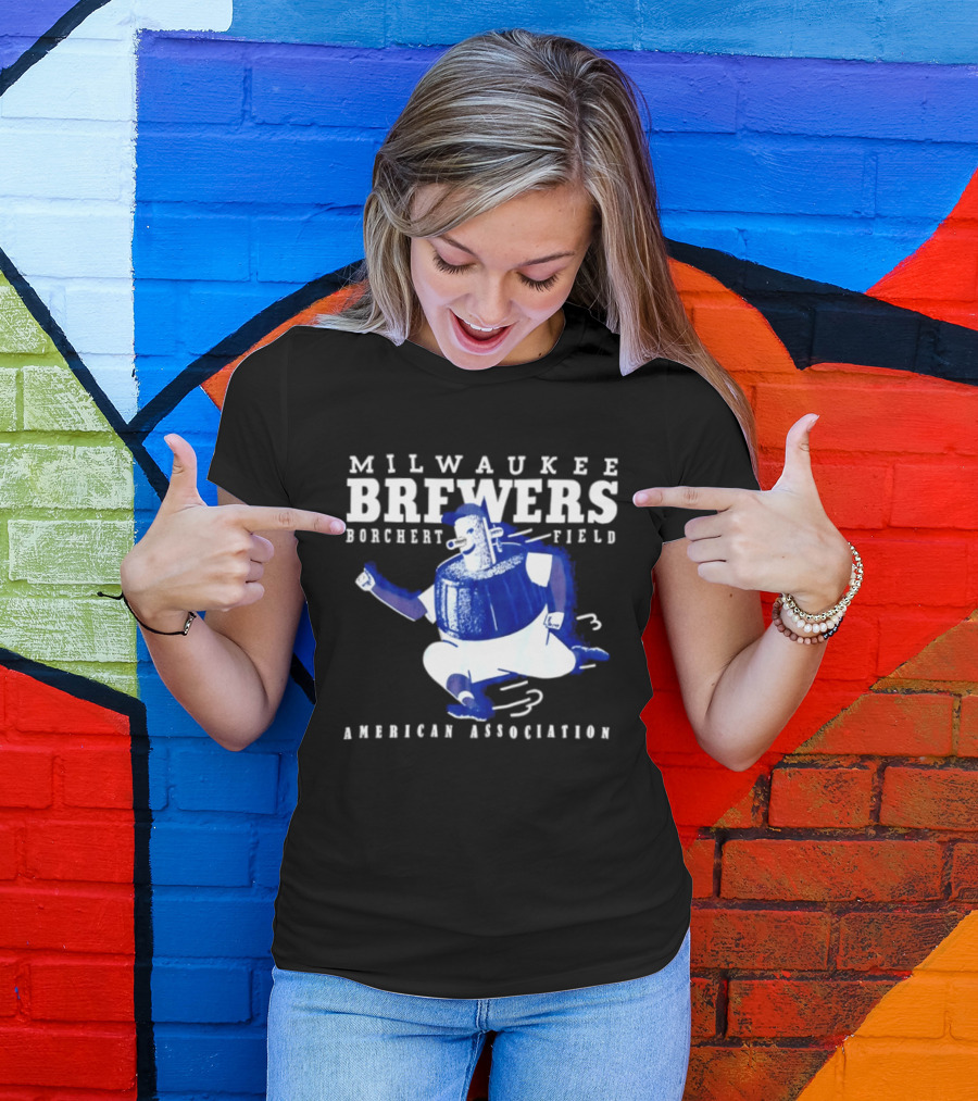 Milwaukee Brewers Borchert Field American Association Retro Baseball T-Shirt