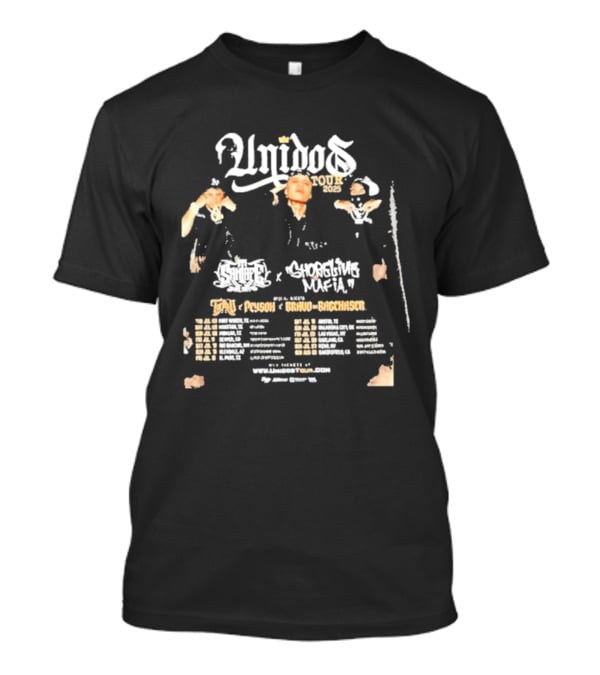 Unidos Tour 2025 Santa Fe Klan Shoreline Mafia Tour Dates Kelvin Azari Beni Fnt GeraMX Scarface T-Shirt
