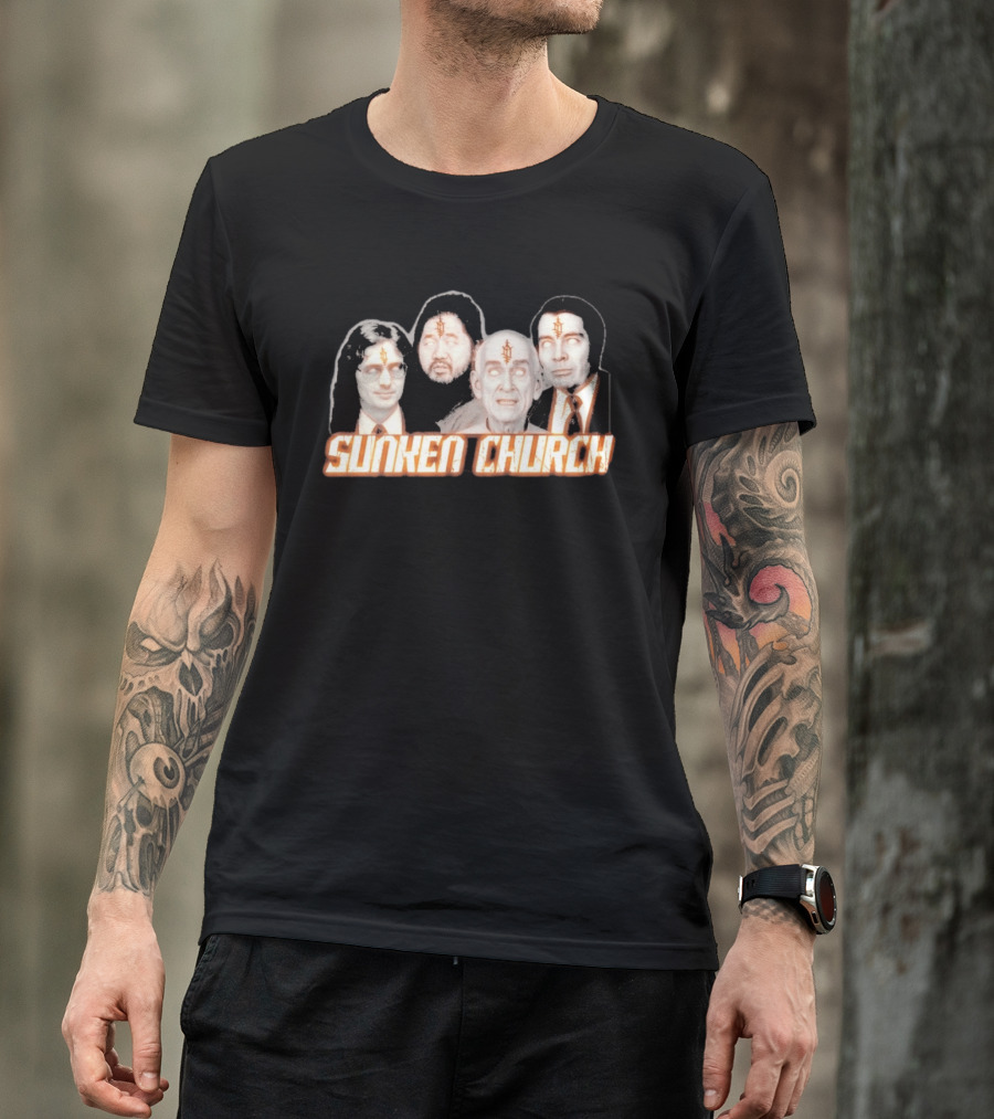 Ouija Macc Sunken Church With Four Figures And Symbol On Foreheads T-Shirt
