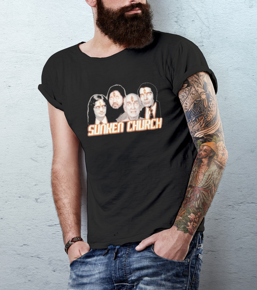 Ouija Macc Sunken Church With Four Figures And Symbol On Foreheads T-Shirt