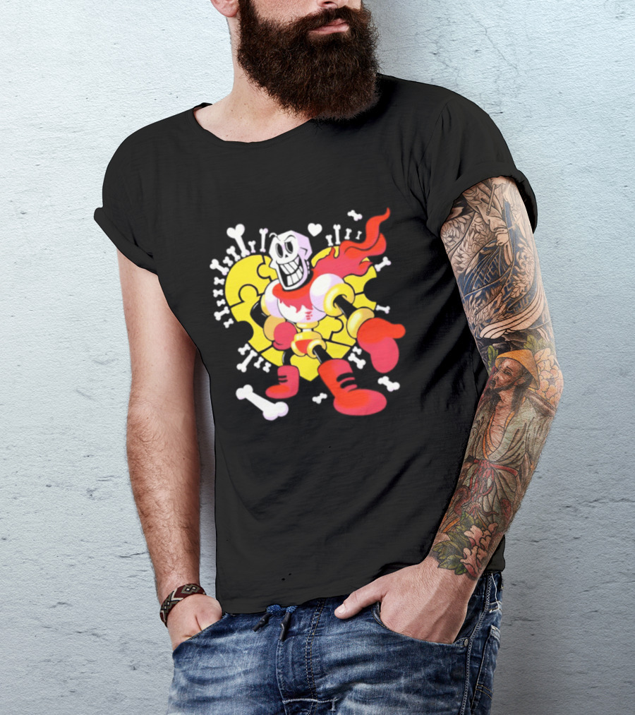 Papyrus Bonetrousle 10th Anniversary Undertale Puzzle Heart Skeleton T-Shirt