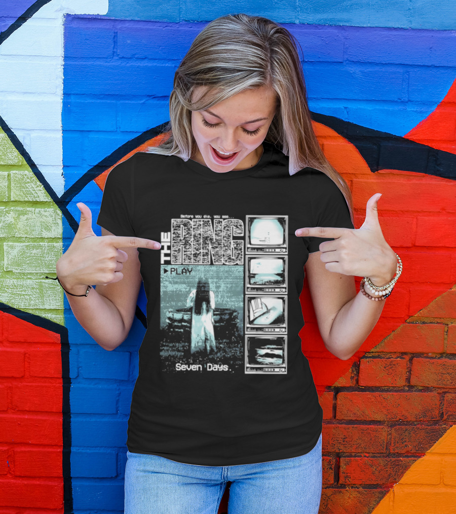 The Ring Seven Days Play Tape Iconic Horror Movie Scene T-Shirt