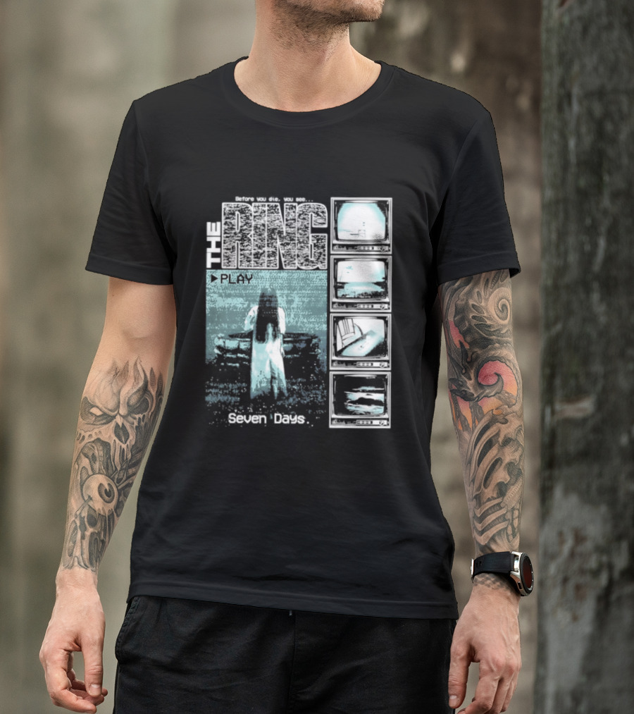 The Ring Seven Days Play Tape Iconic Horror Movie Scene T-Shirt