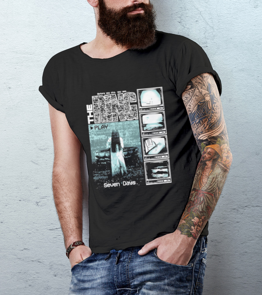 The Ring Seven Days Play Tape Iconic Horror Movie Scene T-Shirt