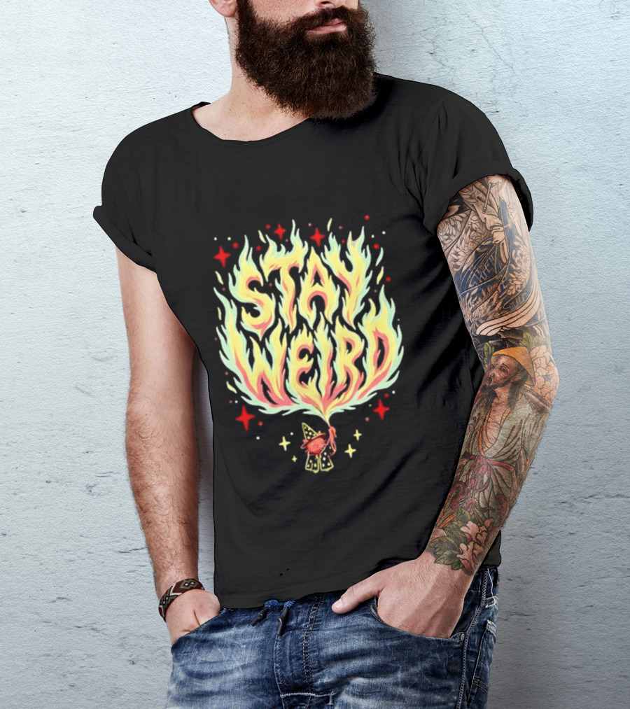 Stay Weird Witch Cat Magic Flame T-Shirt