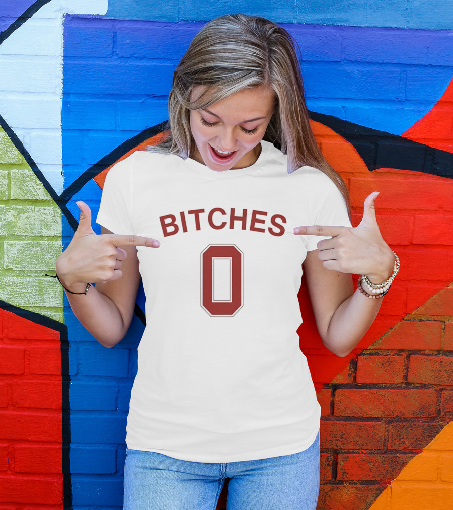 Bitches Zero Red Bold Lettering T-Shirt