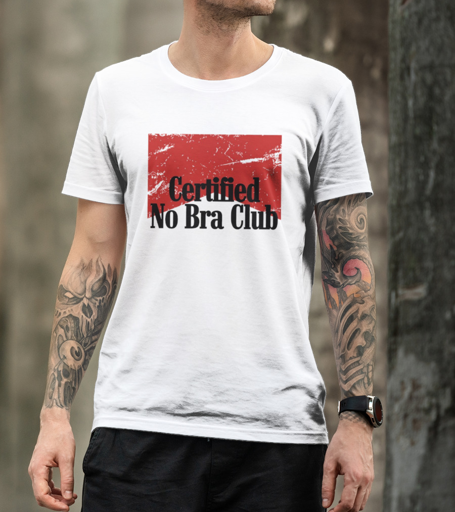 Certified No Bra Club Marlboro Parody Red Banner T-Shirt