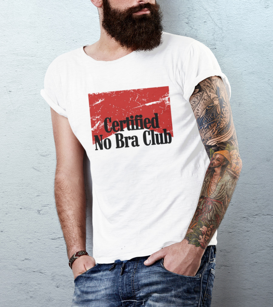 Certified No Bra Club Marlboro Parody Red Banner T-Shirt