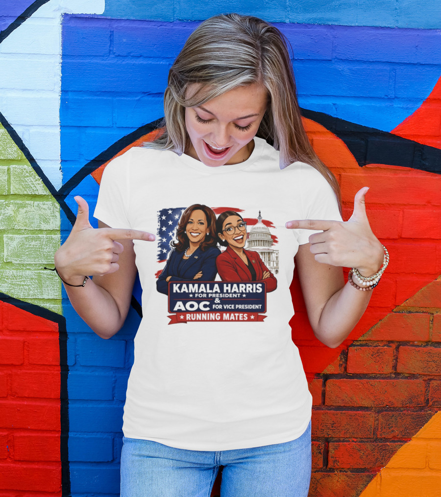Kamala Harris For President AOC Vice President Running Mates Capitol T-Shirt
