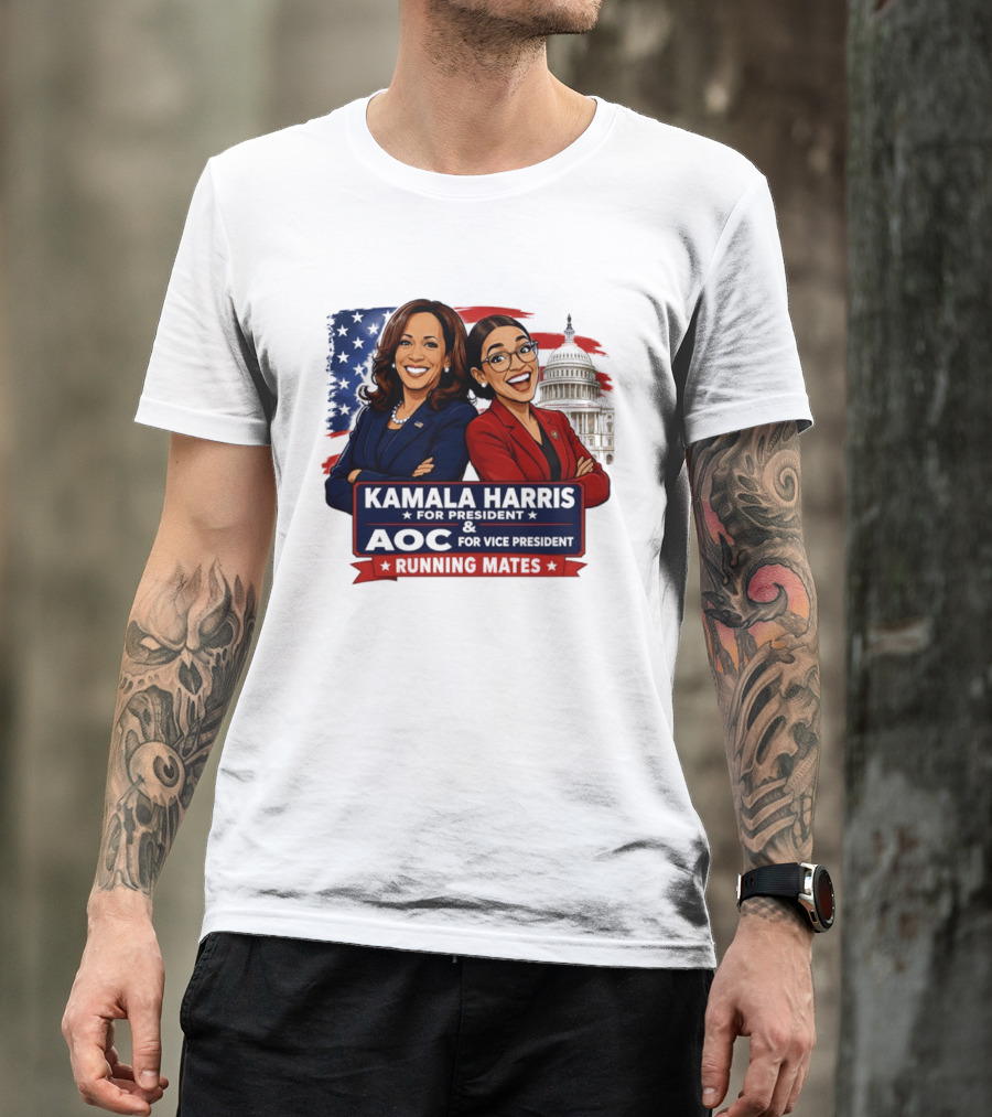 Kamala Harris For President AOC Vice President Running Mates Capitol T-Shirt