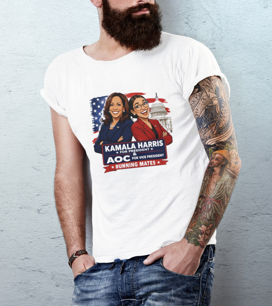 Kamala Harris For President AOC Vice President Running Mates Capitol T-Shirt