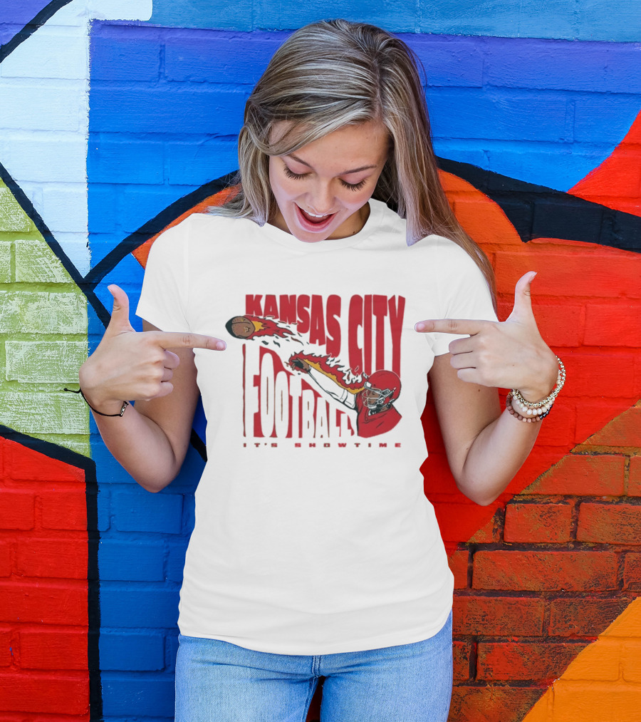 Kansas City Football It's Showtime Quarterback Fireball Pass T-Shirt