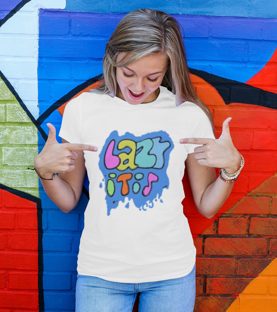 Lazy It Is Colorful Drip Graphic Blue Paint Splatter T-Shirt