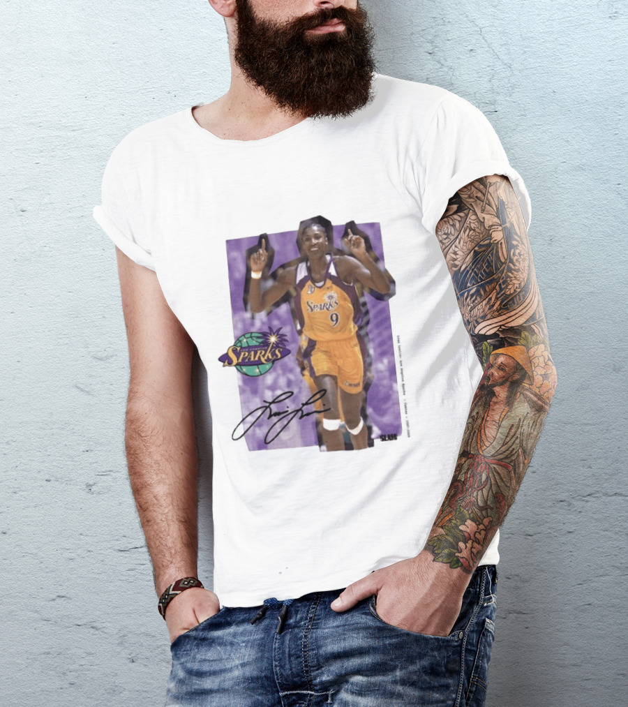 Lisa Leslie Los Angeles Sparks No 9 1997 2009 SLAM Autographed Basketball Legend T-Shirt