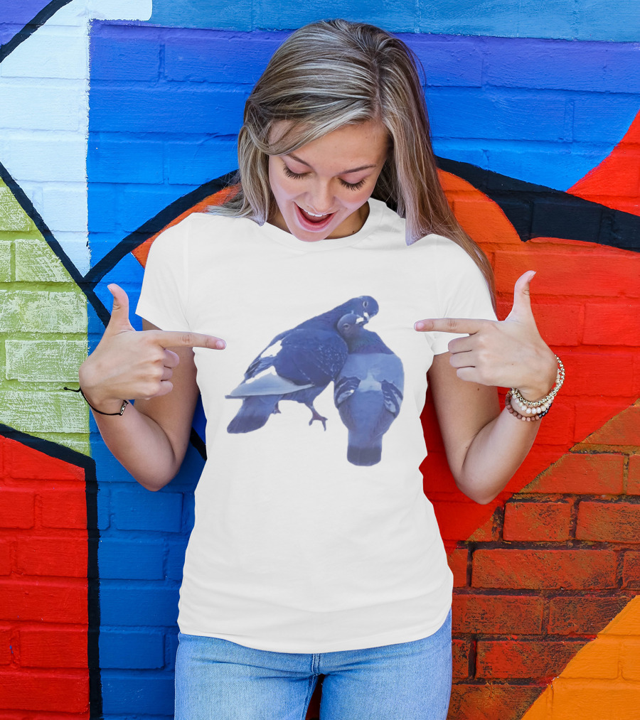 Love Doves Sports Banger Blue Pigeons Embrace T-Shirt