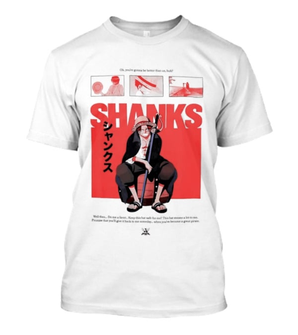 One Piece Shanks Luffy Straw Hat Pirates Manga Panels T-Shirt