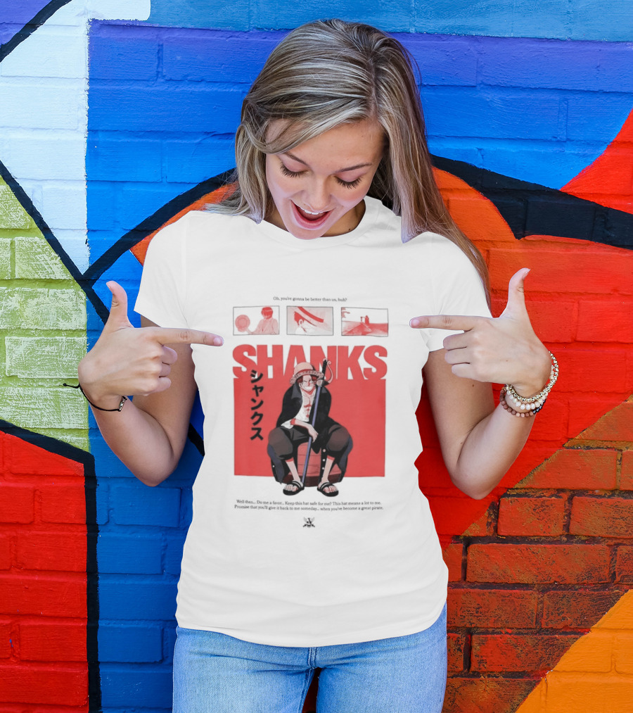 One Piece Shanks Luffy Straw Hat Pirates Manga Panels T-Shirt
