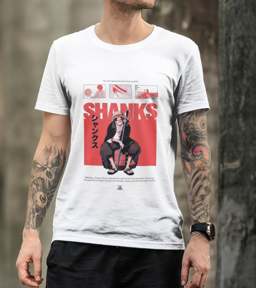 One Piece Shanks Luffy Straw Hat Pirates Manga Panels T-Shirt