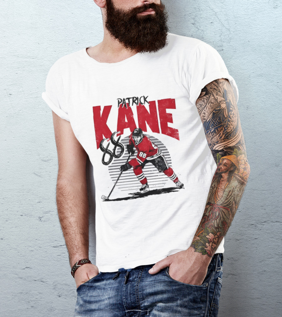 Patrick Kane 88 Chicago Blackhawks Hockey Player Action T-Shirt
