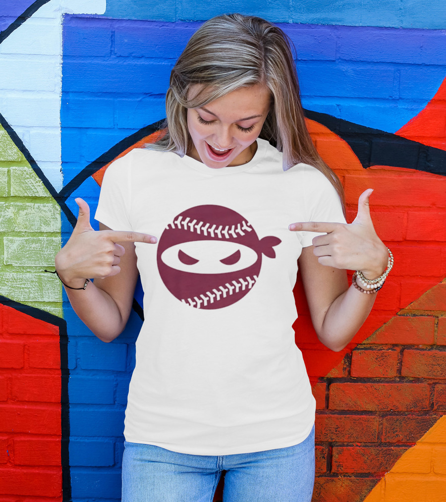 Pitching Ninja Baseball Emblem Emily's Fight T-Shirt