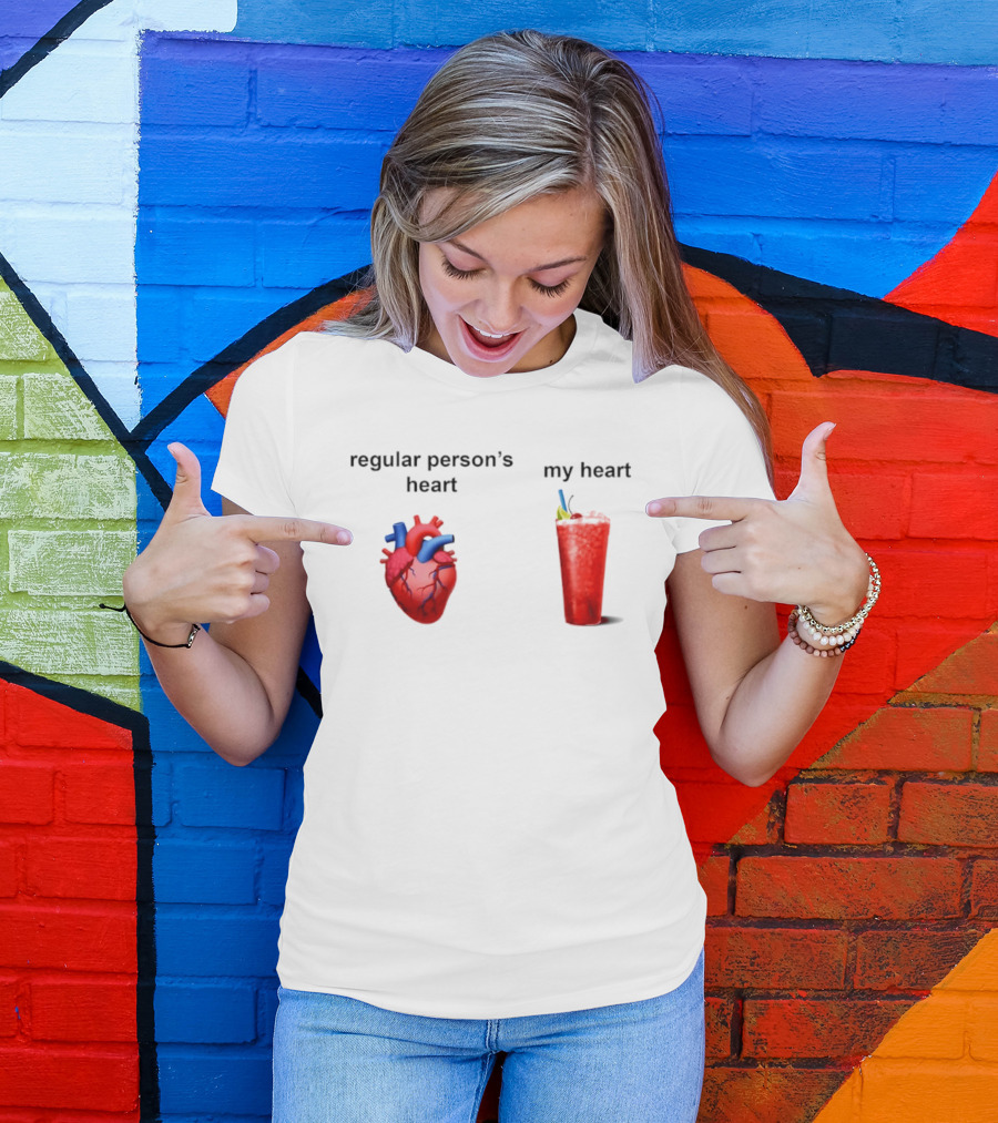 Regular Person's Heart Vs My Heart Cocktail Emoji Comparison T-Shirt