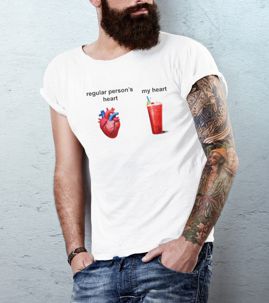 Regular Person's Heart Vs My Heart Cocktail Emoji Comparison T-Shirt