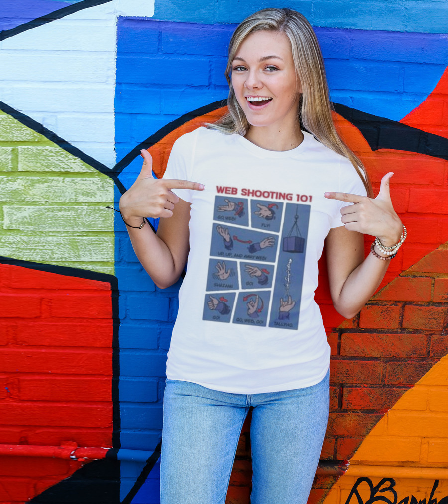 Web Shooting 101 Go Web Fly Up Up And Away Shazam Go Tallyho T-Shirt