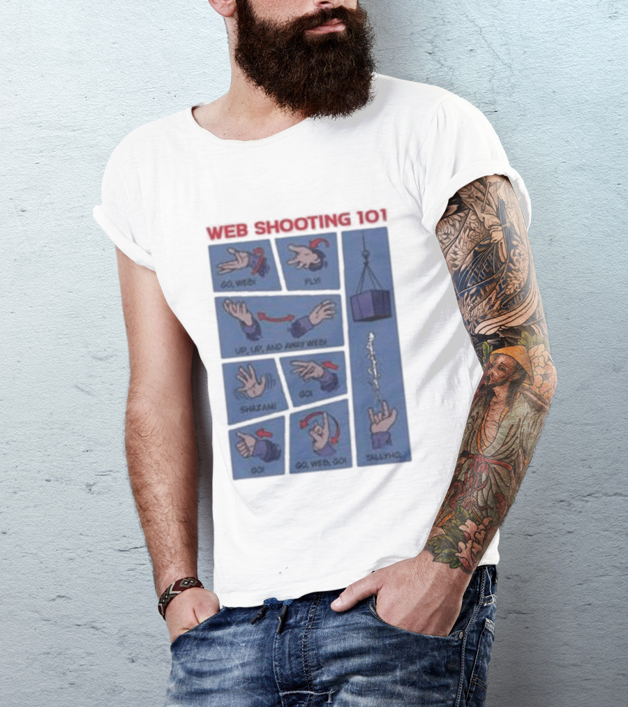Web Shooting 101 Go Web Fly Up Up And Away Shazam Go Tallyho T-Shirt