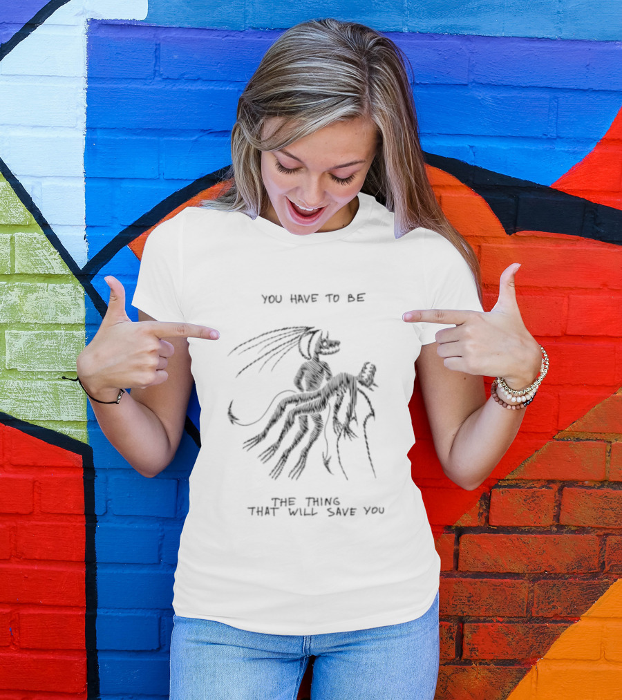 You Have To Be The Thing That Will Save You Abstract Figure With Hat And Flowing Lines T-Shirt