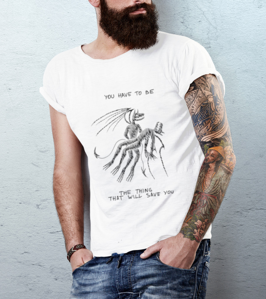 You Have To Be The Thing That Will Save You Abstract Figure With Hat And Flowing Lines T-Shirt