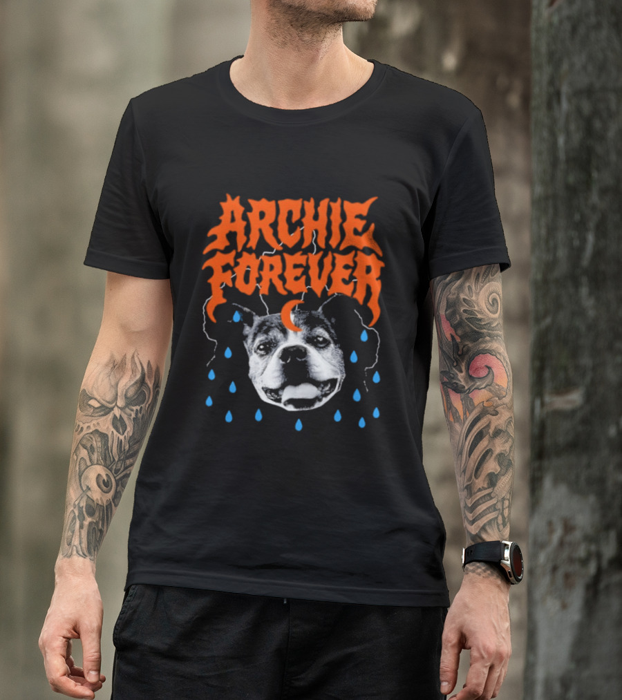 Archie Forever Dog Memorial Pet Tribute With Teardrops And Crescent Moon T-Shirt