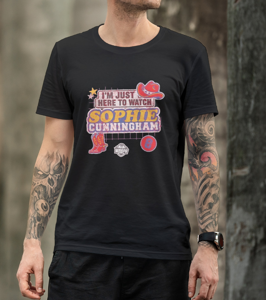 I'm Just Here To Sophie Cunningham WNBA Cowboys Hat Boots Star 8 T-Shirt