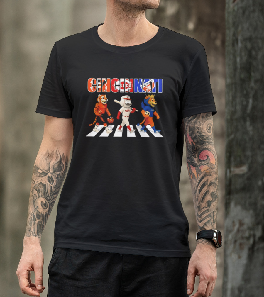 Cincinnati Reds Bengals Lions Mascots Abbey Road 2026 T-Shirt