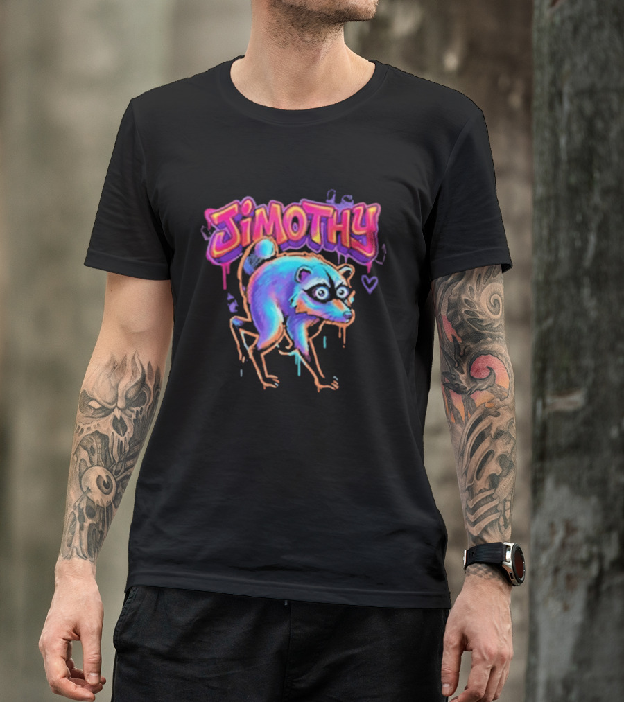 Jimothy Colorful Graffiti Raccoon T-Shirt