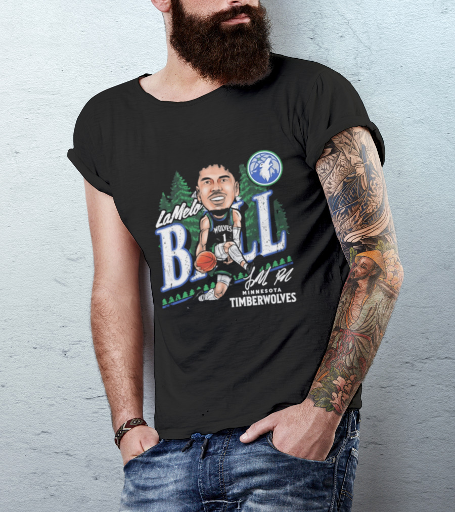 LaMelo Ball Minnesota Timberwolves Basketball Player Caricature T-Shirt