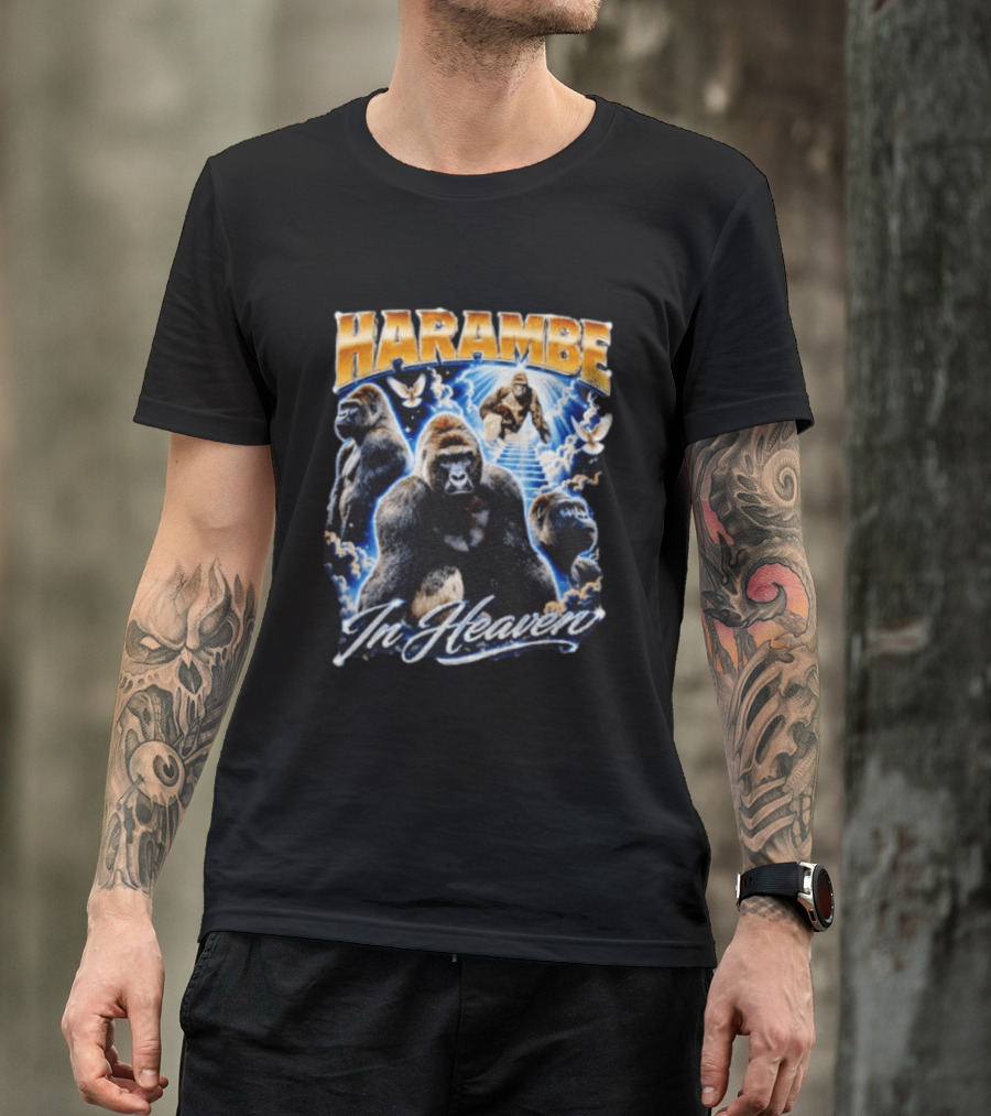 Harambe In Heaven Gorilla And Angels T-Shirt