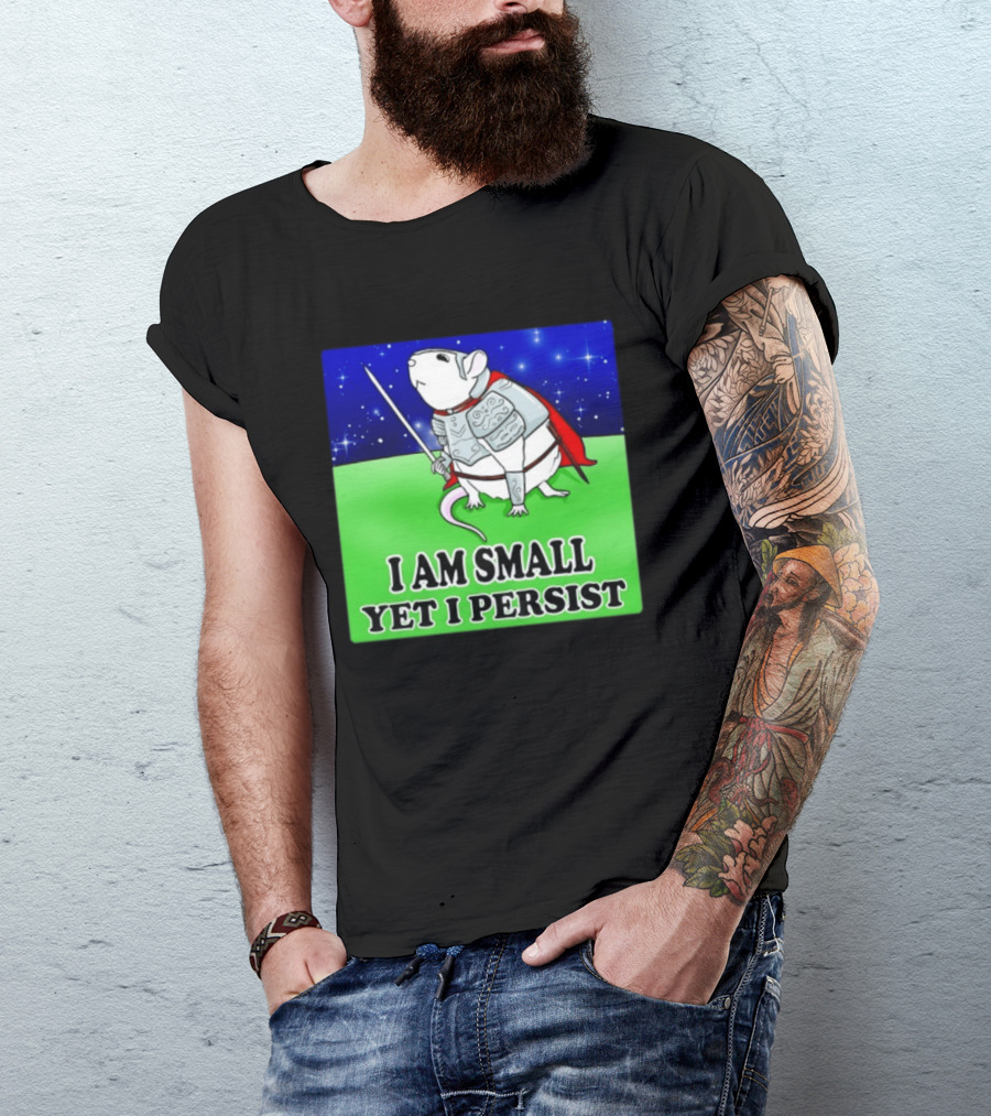 I Am Small Yet I Persist Knight Rat Armor Red Cape Stars T-Shirt