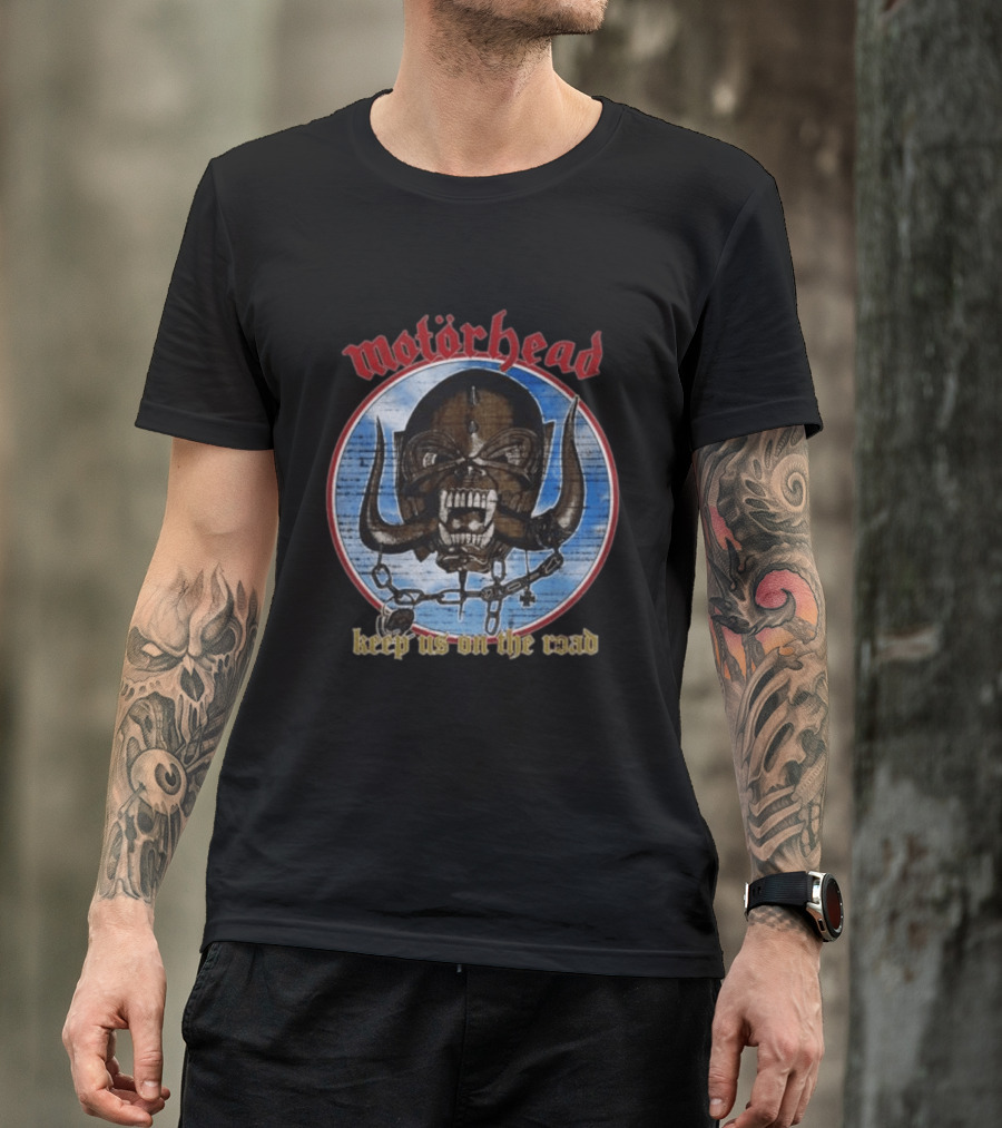 Motörhead Keep Us On The Road Skull Chain Iconic Rock Motif T-Shirt