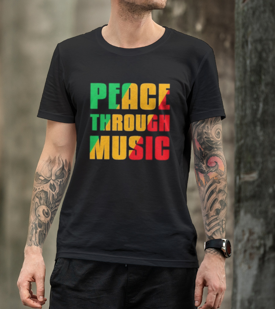 Peace Through Music Reggae Rasta Jamaica T-Shirt