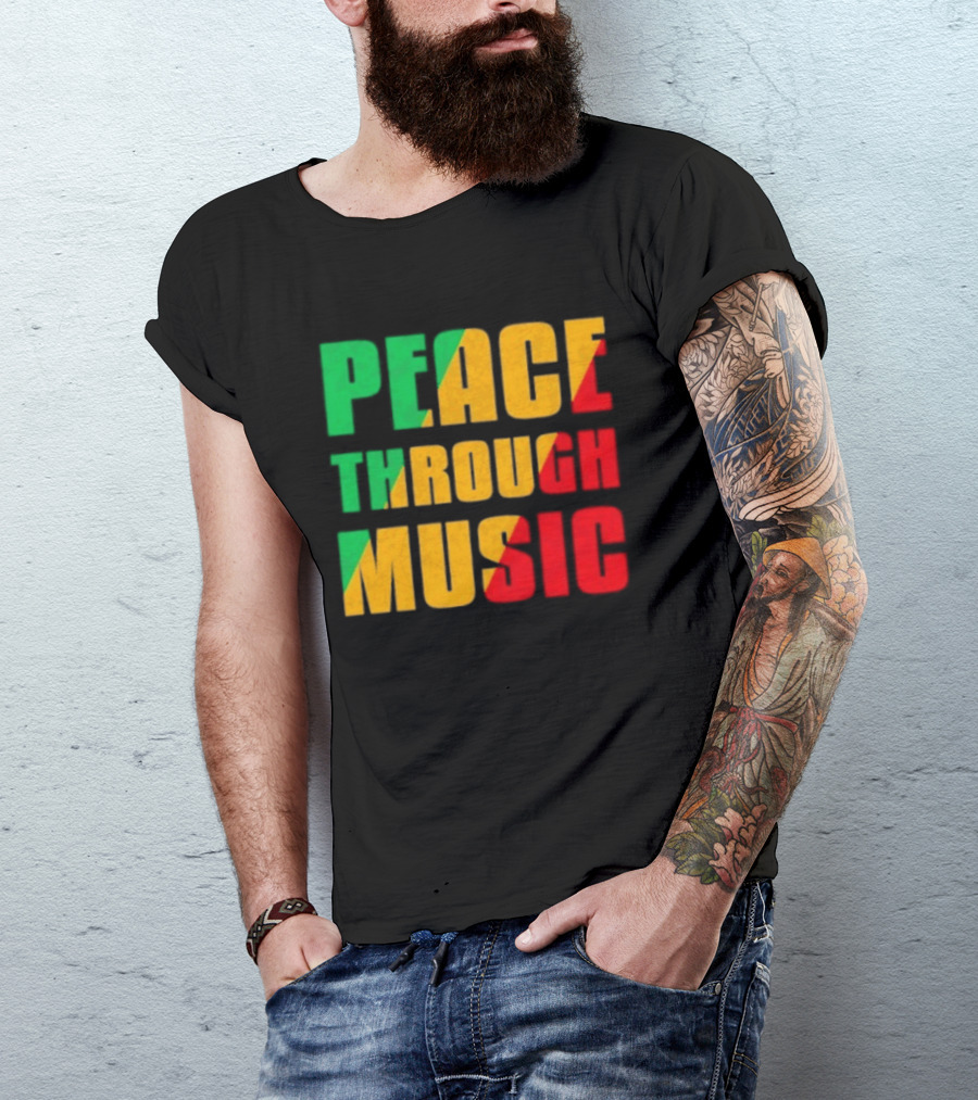 Peace Through Music Reggae Rasta Jamaica T-Shirt