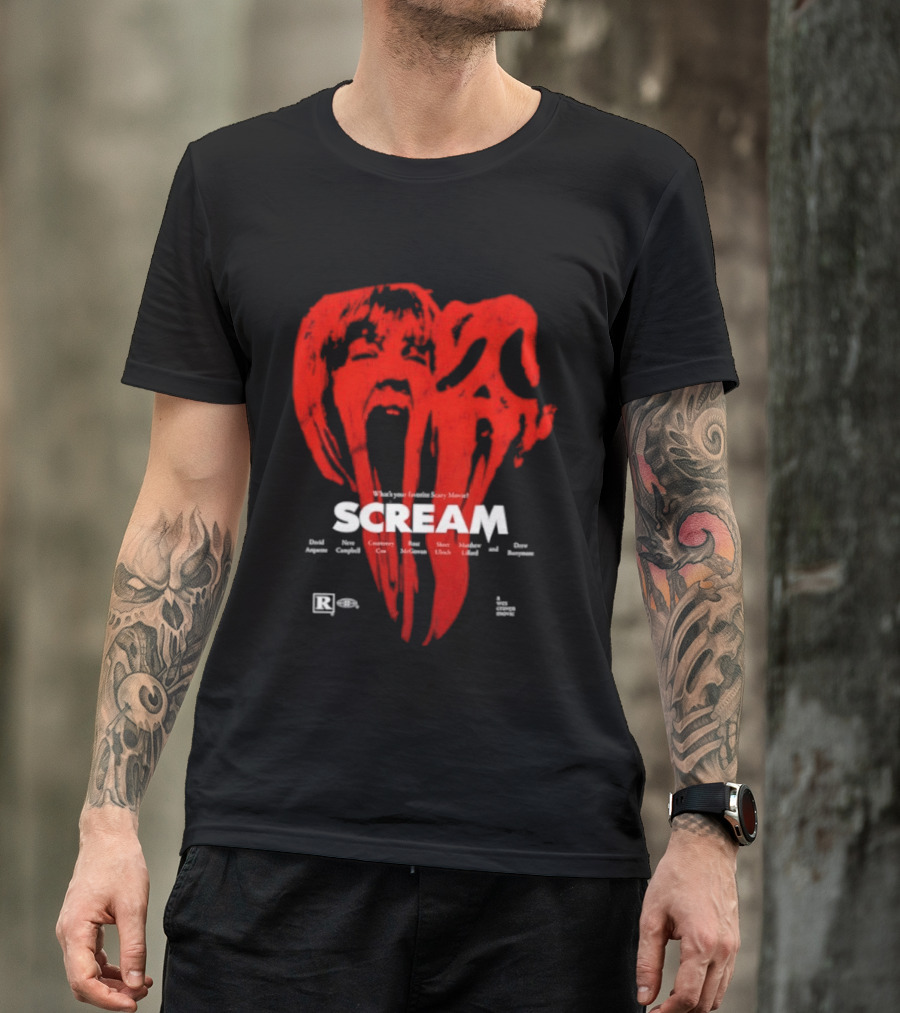 Scream What Is Your Favorite Scary Movie Blood Mask Painting T-Shirt