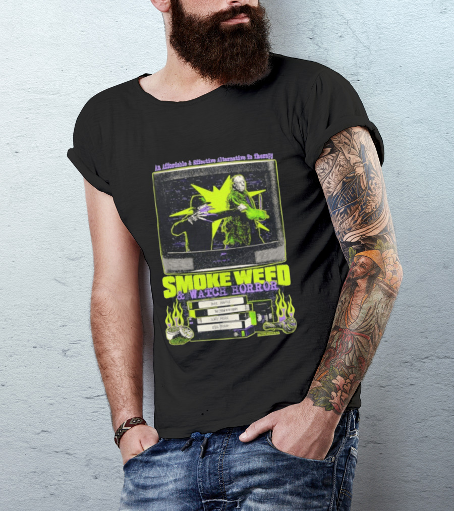 Affordable Effective Alternative Freddy Krueger Jason Voorhees Smoke Weed Horror T-Shirt