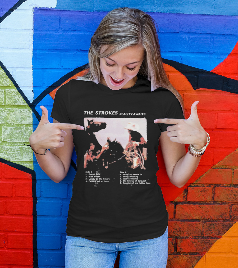The Strokes Reality Awaits Tracklist Cowboy Imagery Future Nostalgia Space Cowboys T-Shirt