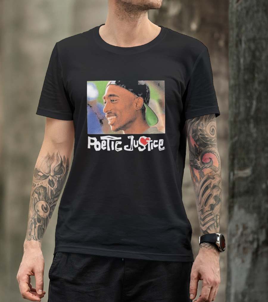 Tupac Poetic Justice Smiling Cap Backwards T-Shirt