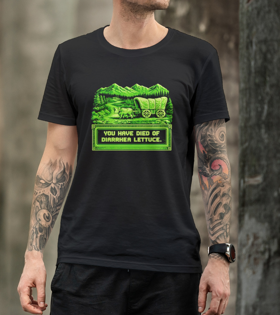 You Have Died Of Diarrhea Lettuce Wagon Trail Retro Gaming T-Shirt