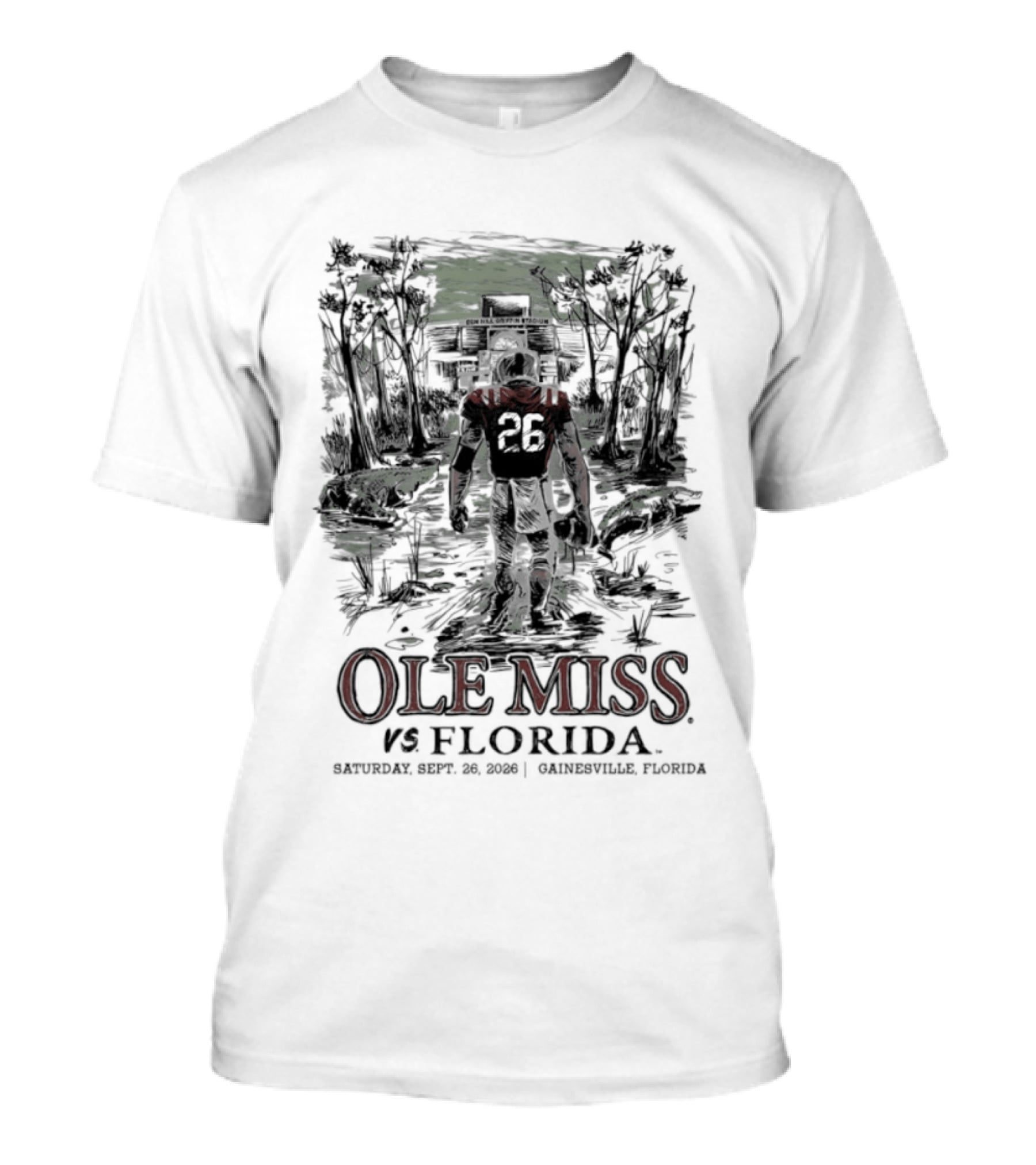 Ole Miss Vs Florida Saturday September 26 2026 Ben Hill Griffin Stadium T-Shirt