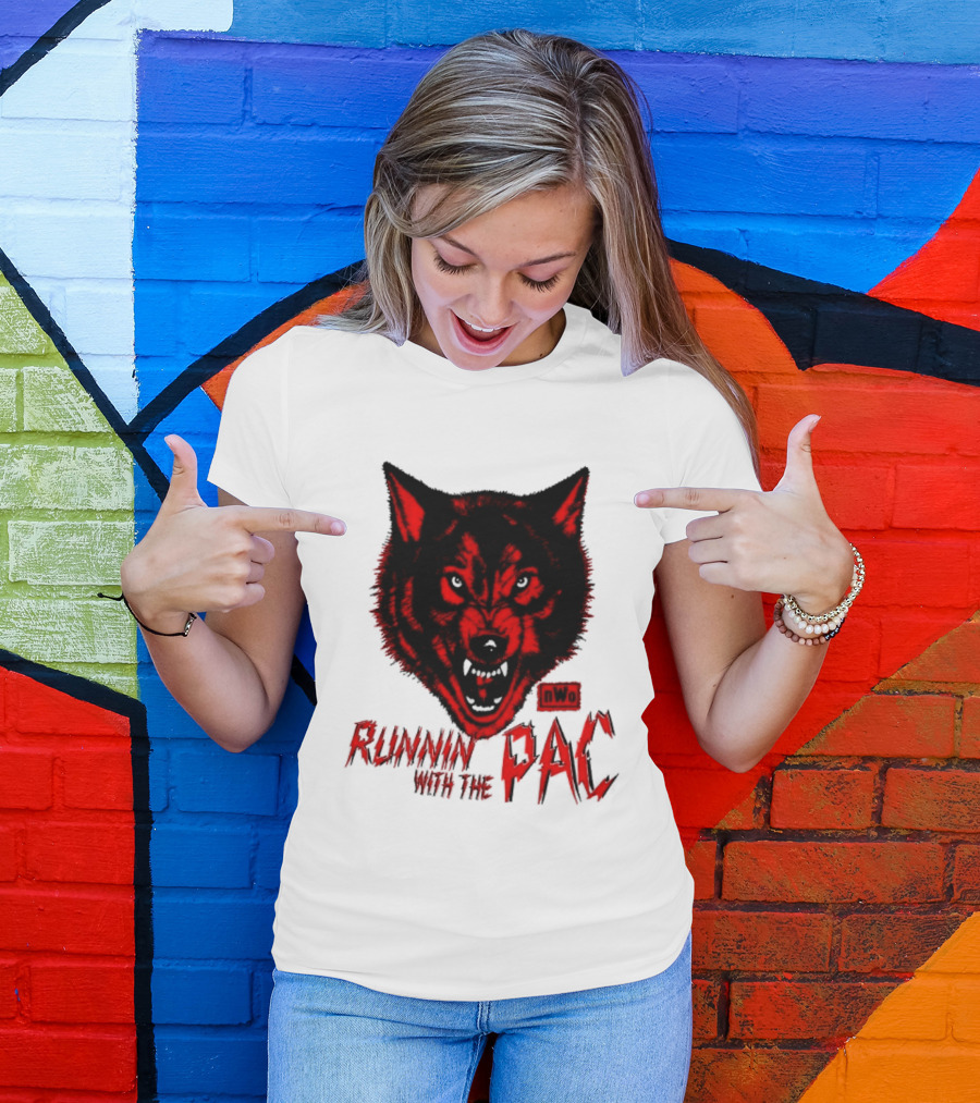Runnin With The Pac Wolf NWo New World Order 2 Sided T-Shirt