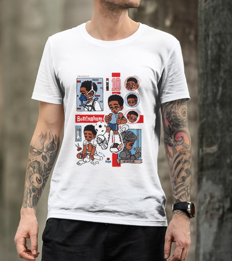 Jude Bellingham Kawaii Cartoon Soccer Training Armor Emotions T-Shirt