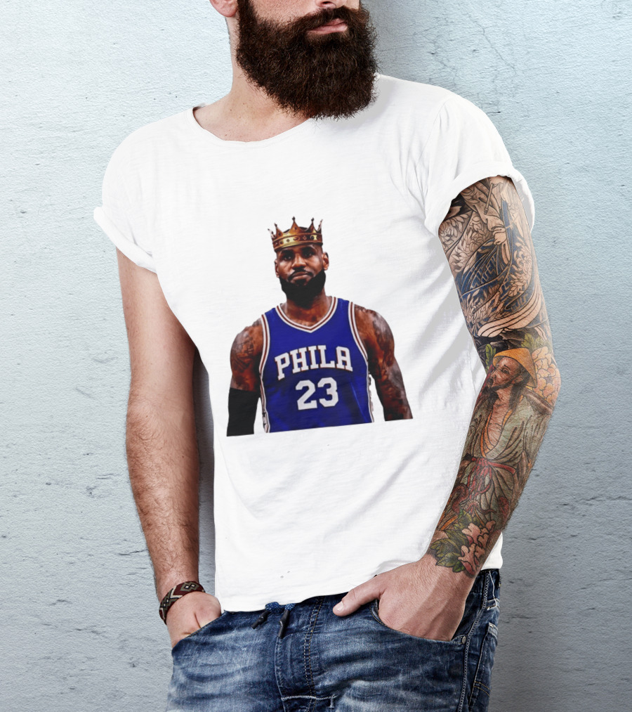 Lebron James 23 Phila Basketball King With Crown T-Shirt